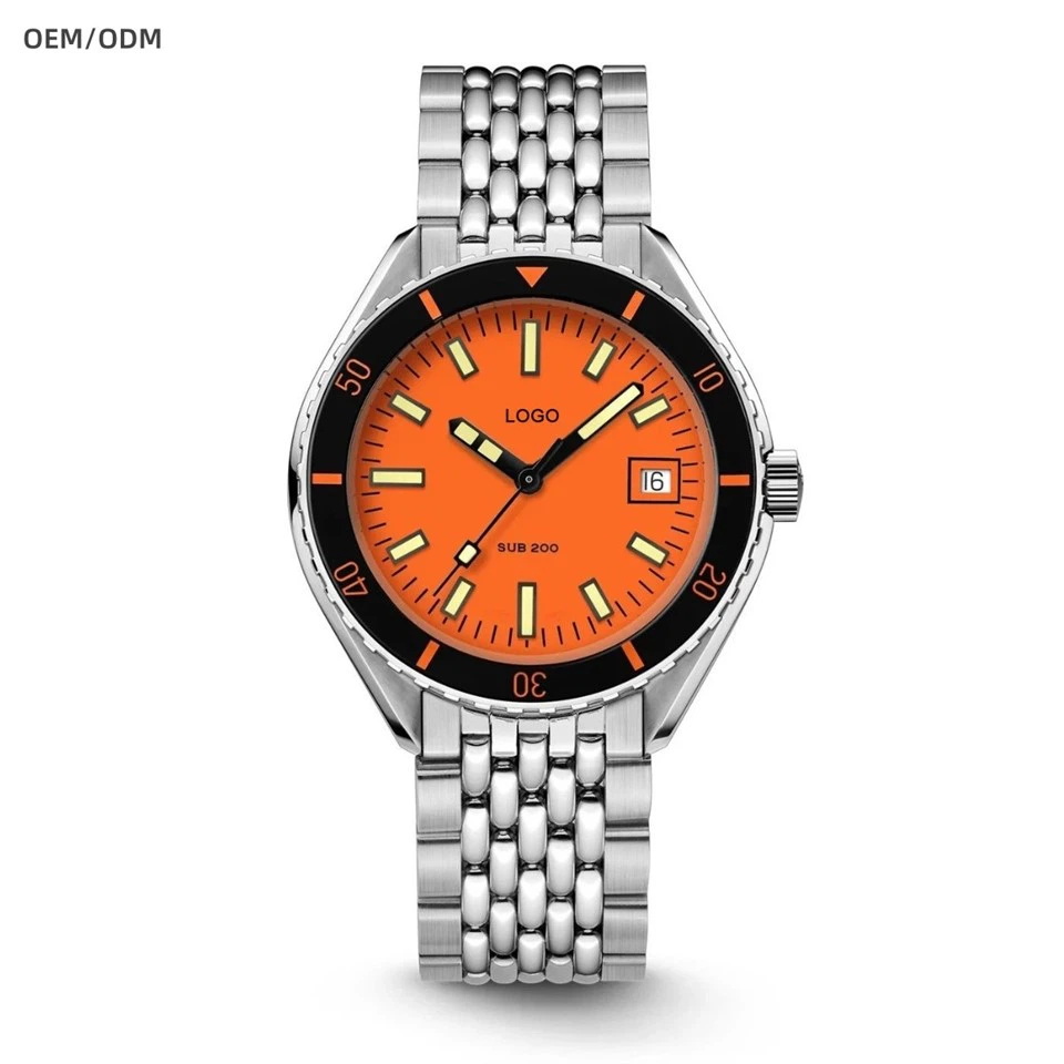 Orange mechanical watch