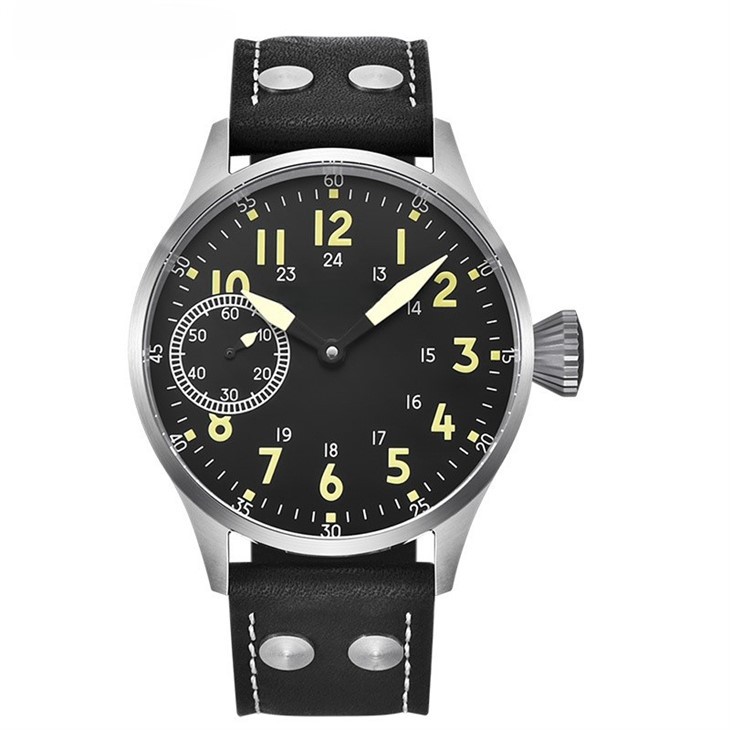 Men's Manual Winding Mechanical Watch Sapphire Watch Leather Back Luminous 3AMT Waterproof Watch